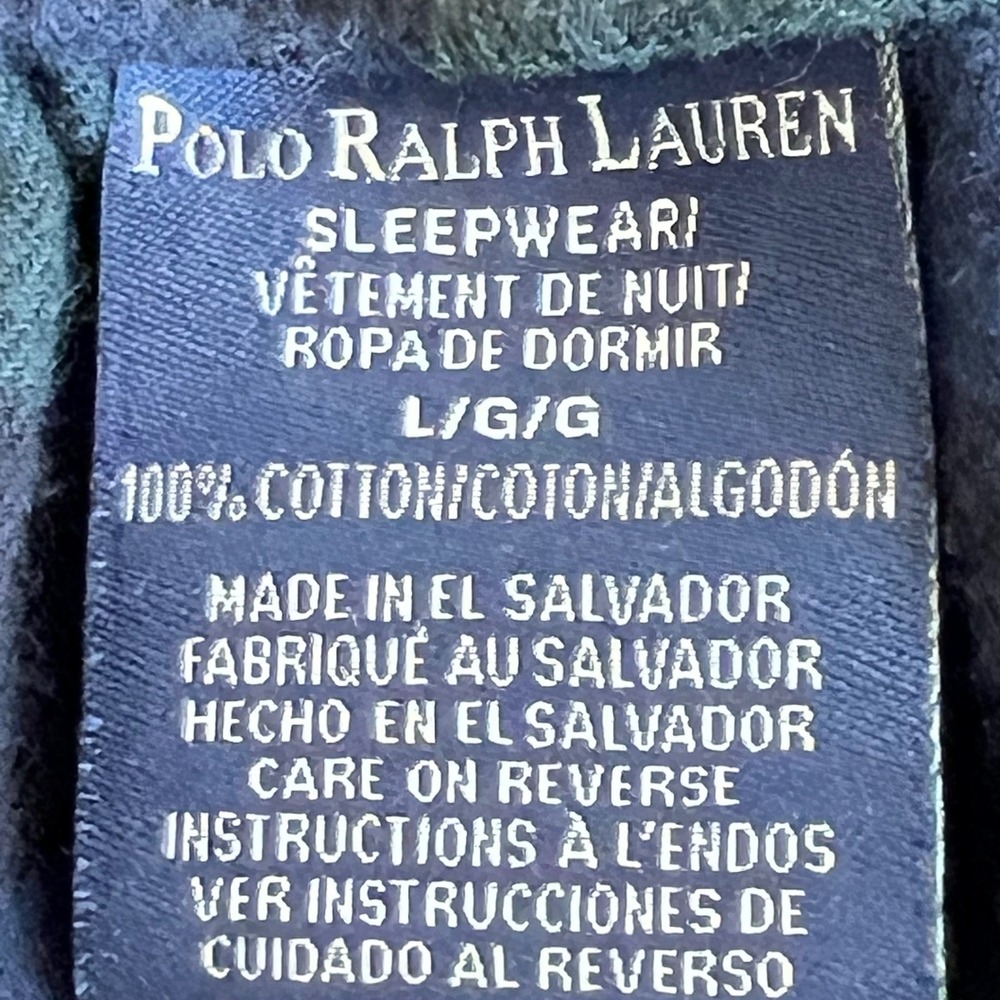 Polo Ralph Lauren Mens‎ Black Watch Plaid Flannel Pajama Pants Navy Green Large - Picture 10 of 15
